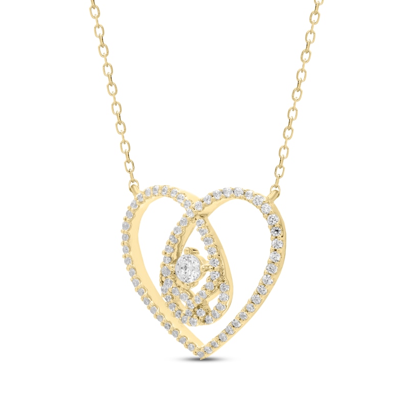 Love Entwined Diamond Heart Necklace 1/2 ct tw Yellow Gold Plated 18