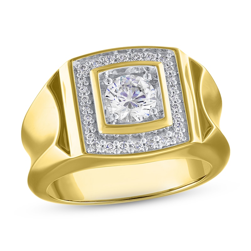 Men's Lab-Created Diamonds by Square Ring 1 ct tw Yellow Gold Plated