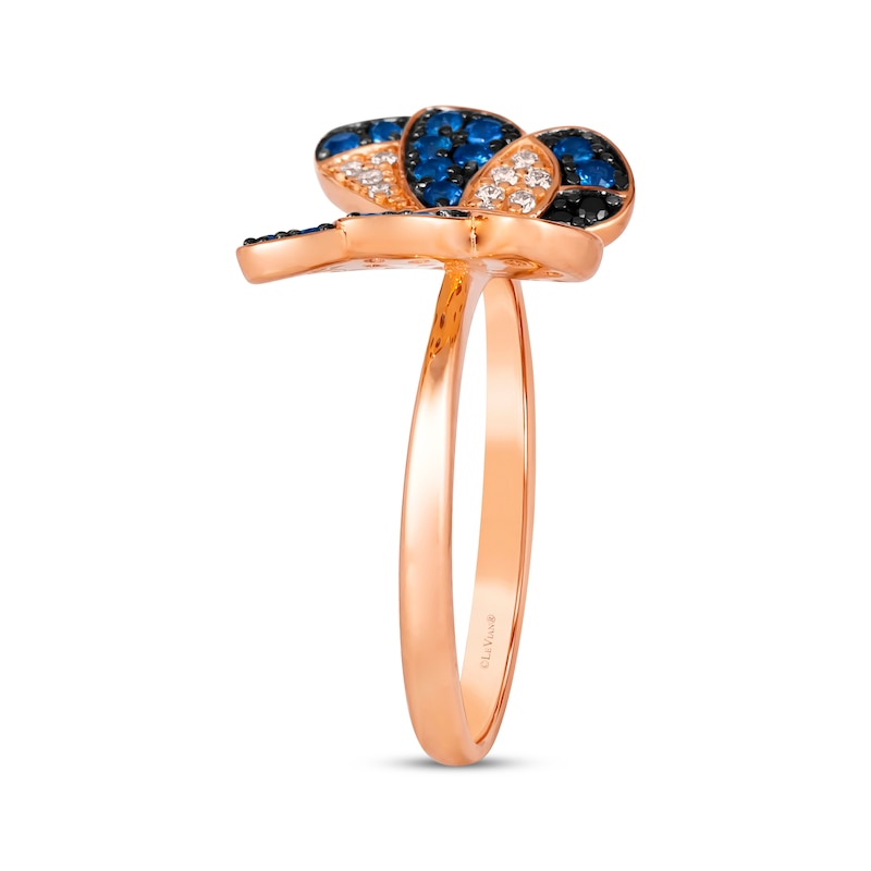 Le Vian Sapphire Butterfly Ring 1/6 ct tw Diamonds Strawberry Gold Plated