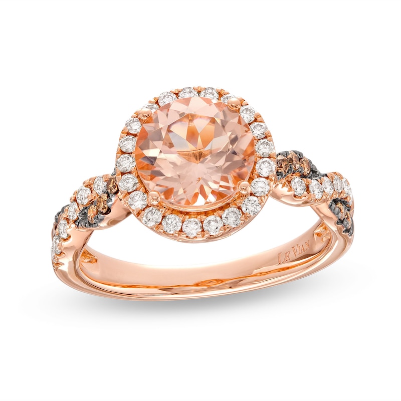 Le Vian Chocolate Twist Morganite Ring 3/8 ct tw Diamonds Strawberry Gold Plated