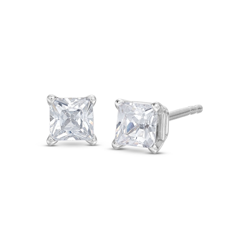 Diamond Earrings 1/2 ct tw Princess-cut White Gold Plated