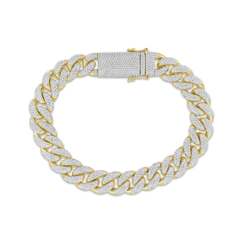 Men's Diamond Cuban Curb Chain Bracelet 2 ct tw Yellow Gold Plated 8.5