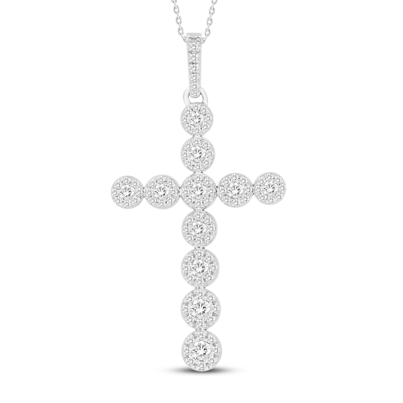 Diamond Cross Necklace 1/2 ct tw Round-cut White Gold Plated 18