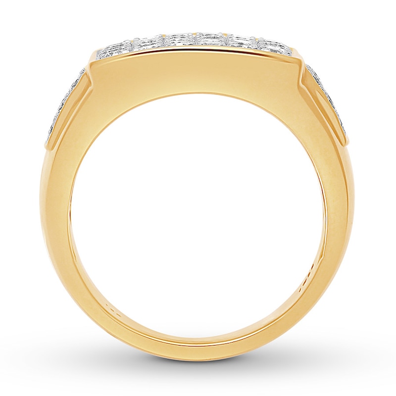 Men's Diamond Ring 2 ct tw Round-cut Yellow Gold Plated