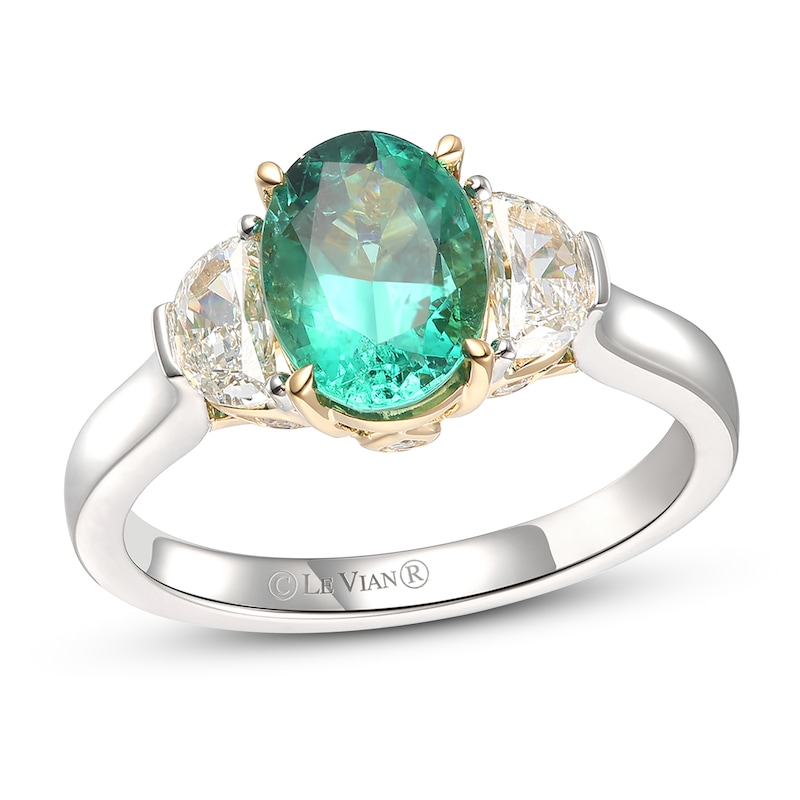 Le Vian Couture Emerald Ring 1/2 ct tw Diamonds Platinum/Honey Gold Plated - Size 7