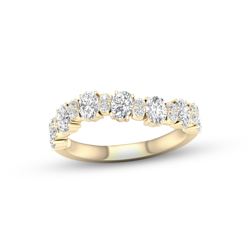 Diamond Ring 1-1/4 ct tw Oval & Round-cut Yellow Gold Plated