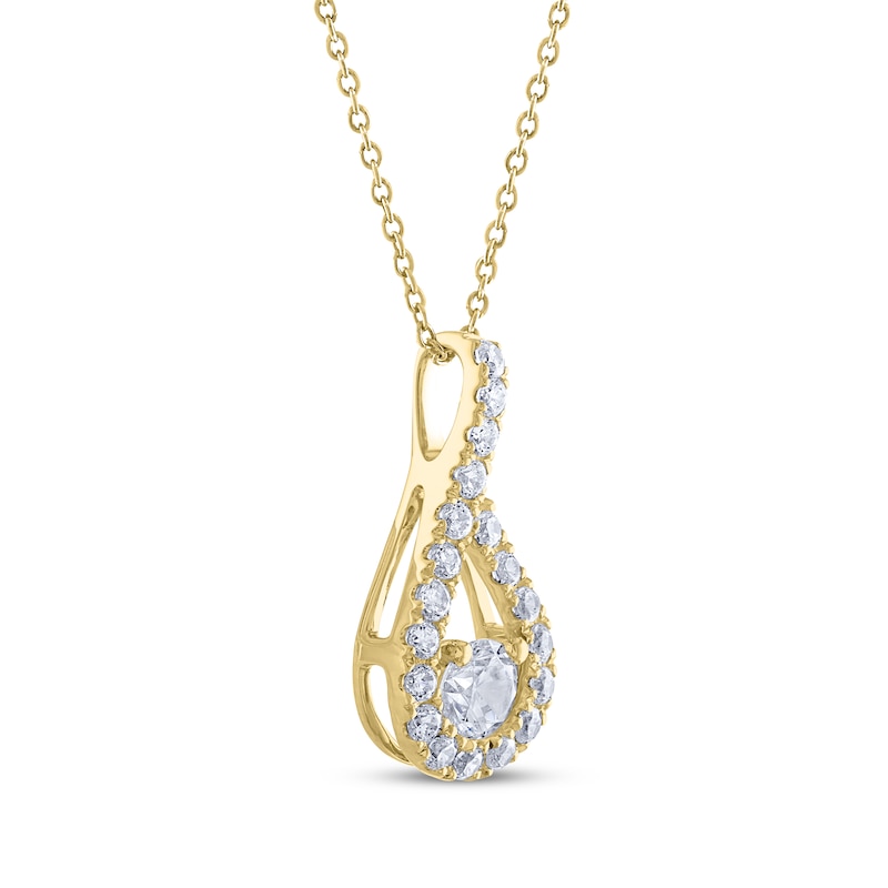 THE LEO Diamond Teardrop Twist Necklace 1/2 ct tw Yellow Gold Plated 19