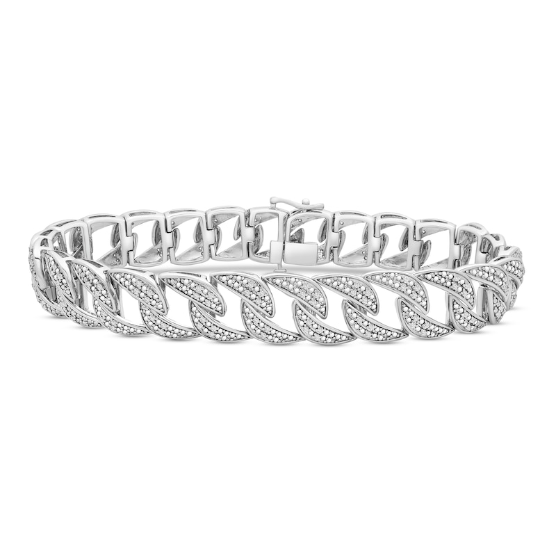 Men's Diamond Bracelet 1 ct tw Silver Plated 8.5