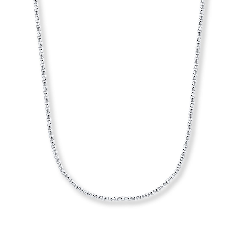 Hollow Box Chain White Gold Plated 30