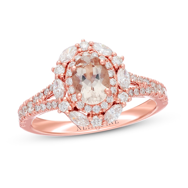 Neil Lane Morganite Engagement Ring 3/4 ct tw Diamonds Rose Gold Plated