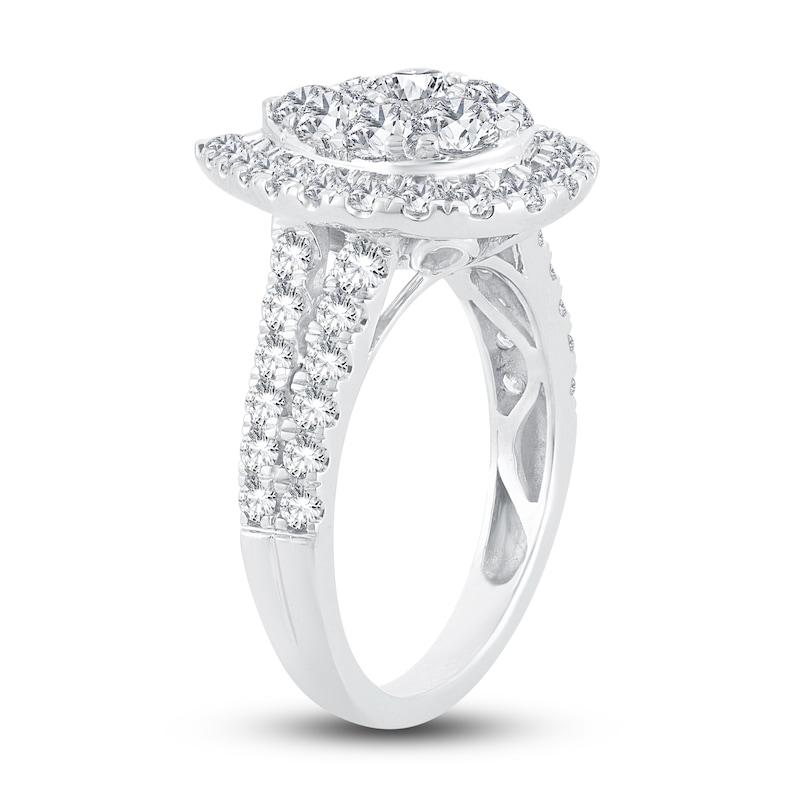 Multi-Diamond Engagement Ring 2 ct tw Round-cut White Gold Plated