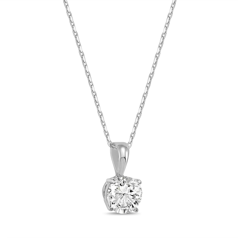 Solitaire Diamond Necklace 1 ct tw Round-cut White Gold Plated 18