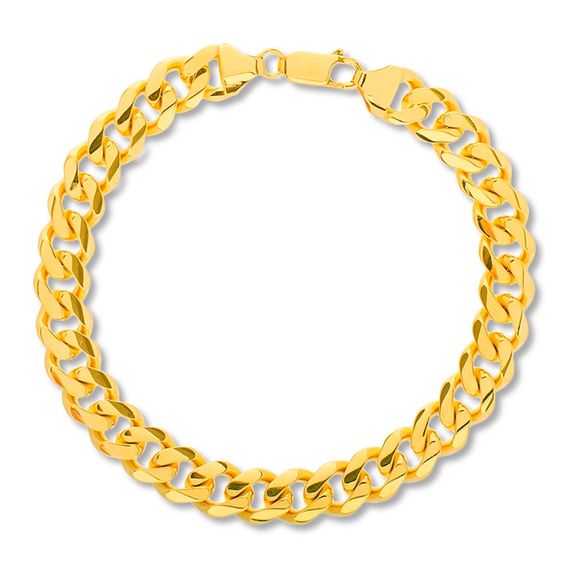 Solid Curb Chain Bracelet Yellow Gold Plated 8.5