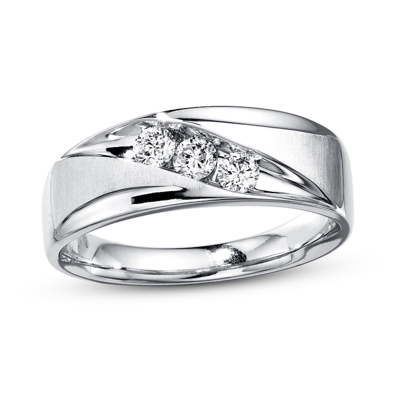 Men's Diamond Wedding Band 1/3 ct tw Round-cut White Gold Plated