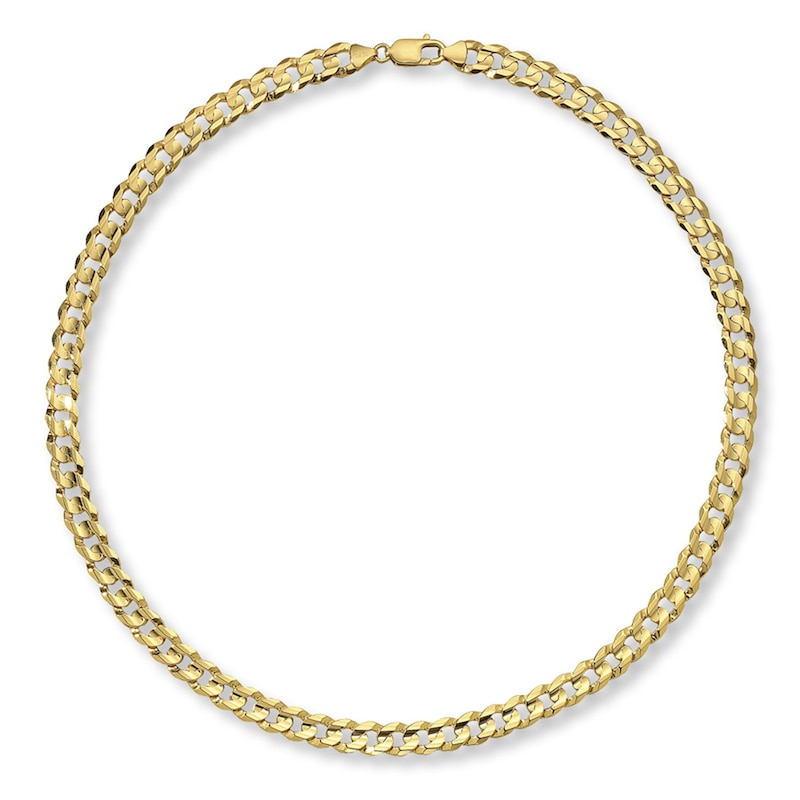 Solid Curb Link Chain Yellow Gold Plated 22