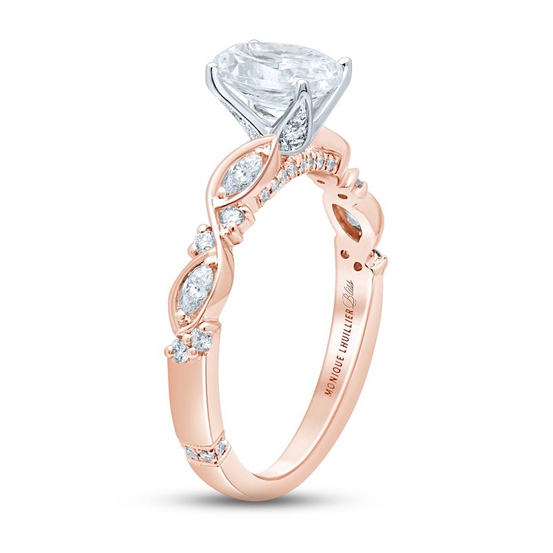 Monique Lhuillier Bliss Diamond Engagement Ring 1-1/4 ct tw Oval, Marquise & Round-cut Rose Gold Plated