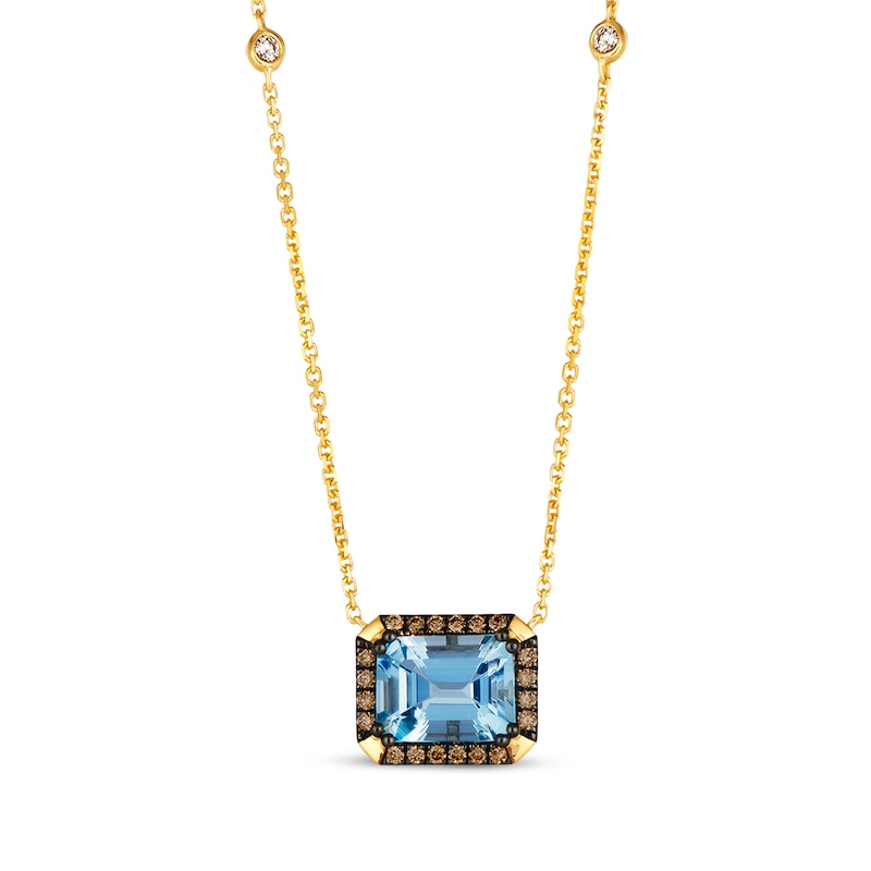 Le Vian Aquamarine Necklace 1/4 ct tw Diamonds Honey Gold Plated 19