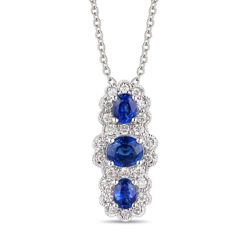 Le Vian Sapphire Necklace 1/5 ct tw Diamonds Vanilla Gold Plated 18