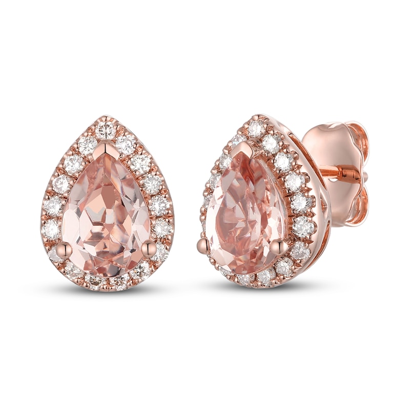 Le Vian Morganite & Diamond Earrings 1/4 ct tw Strawberry Gold Plated