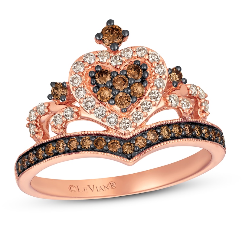 Le Vian Chocolate Diamond Royalty Tiara Ring 1/2 ct tw Strawberry Gold Plated