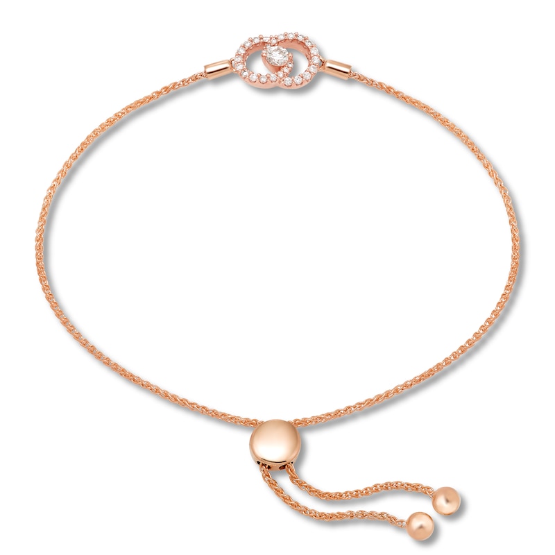 Encircled by Love Diamond Bolo Bracelet 1/3 ct tw Rose Gold Plated 9.5