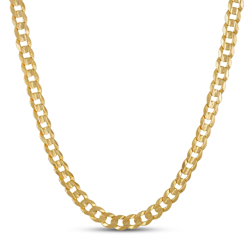 Italian Solid Flat Curb Chain Necklace Yellow Gold Plated 24