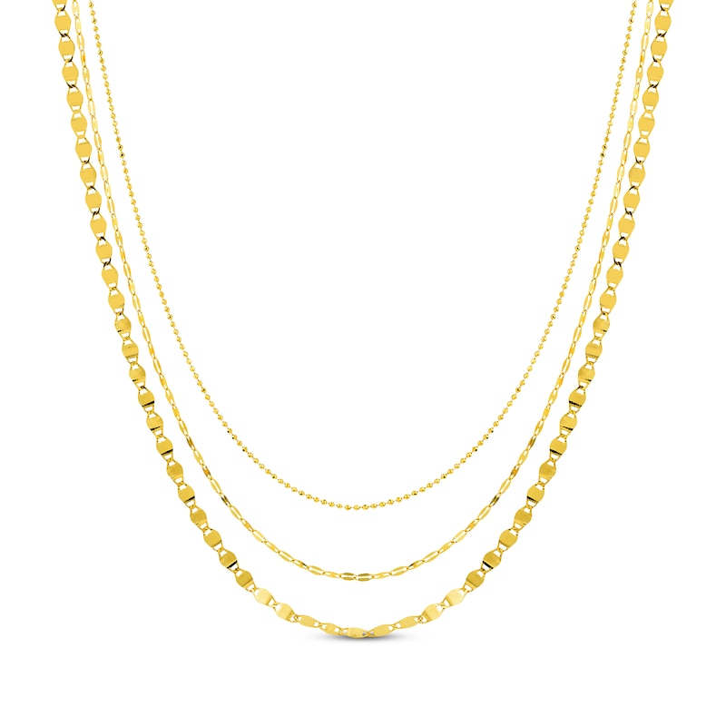 Three-Strand Chain Necklace Yellow Gold Plated 18