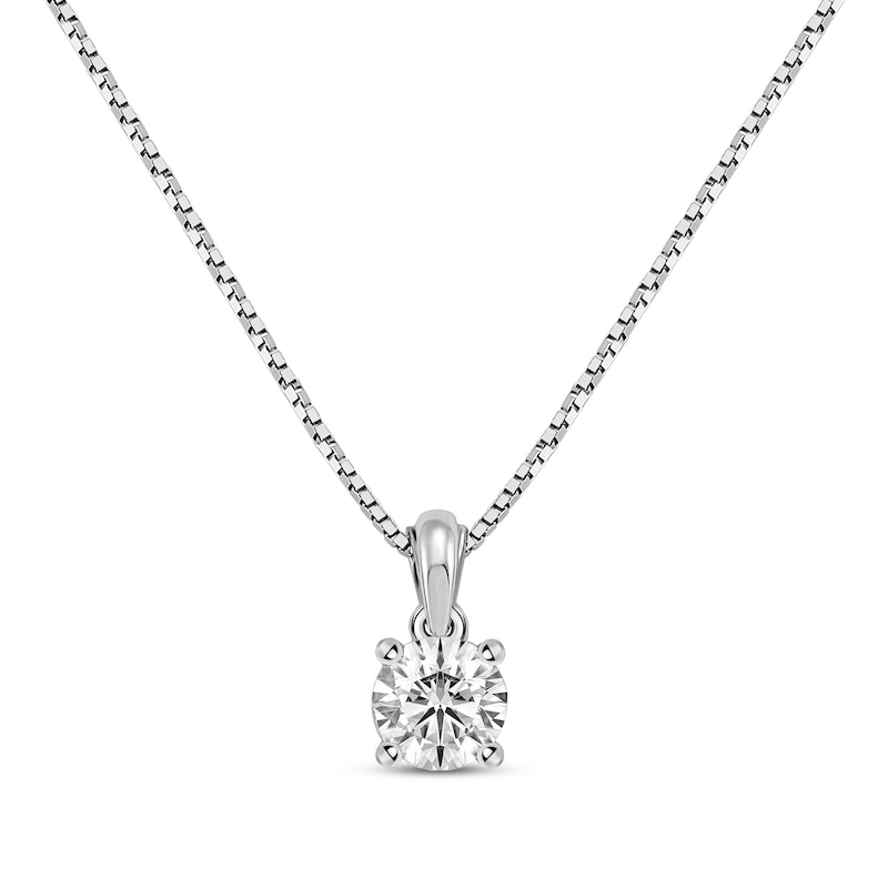 GSI Solitaire Diamond Necklace 1/2 ct tw Round-cut White Gold Plated 18