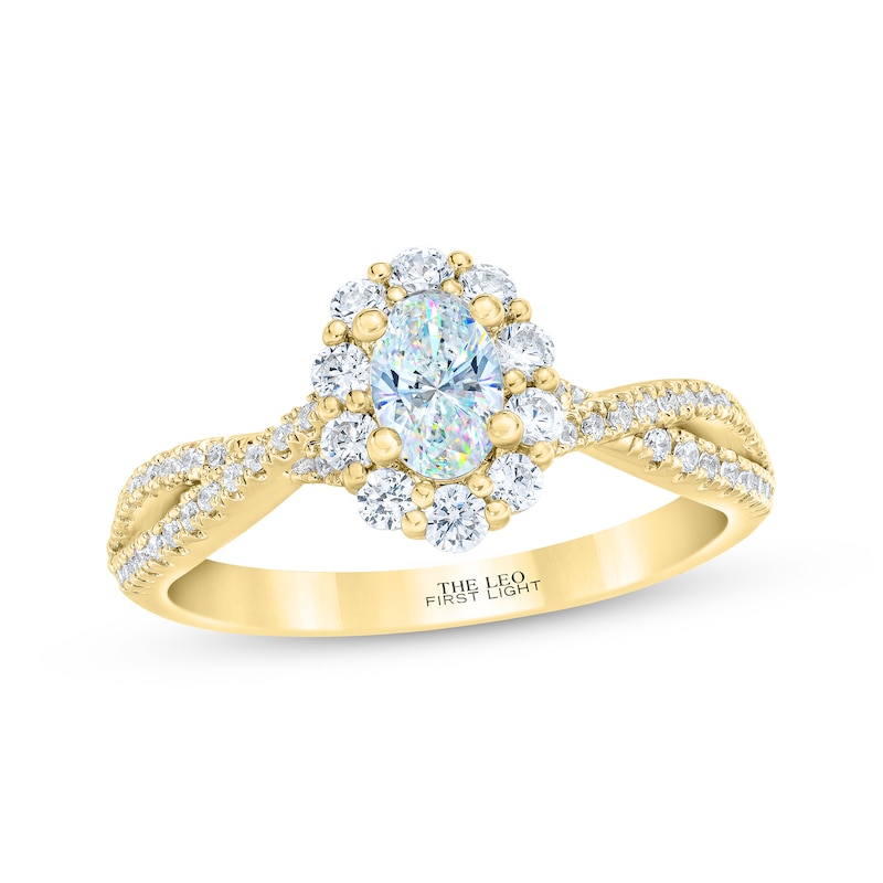 THE LEO First Light Diamond Oval-Cut Engagement Ring 1 ct tw Yellow Gold Plated