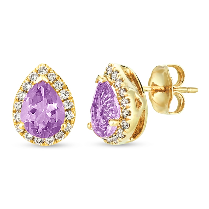 Le Vian Amethyst & Diamond Earrings 1/4 ct tw Honey Gold Plated