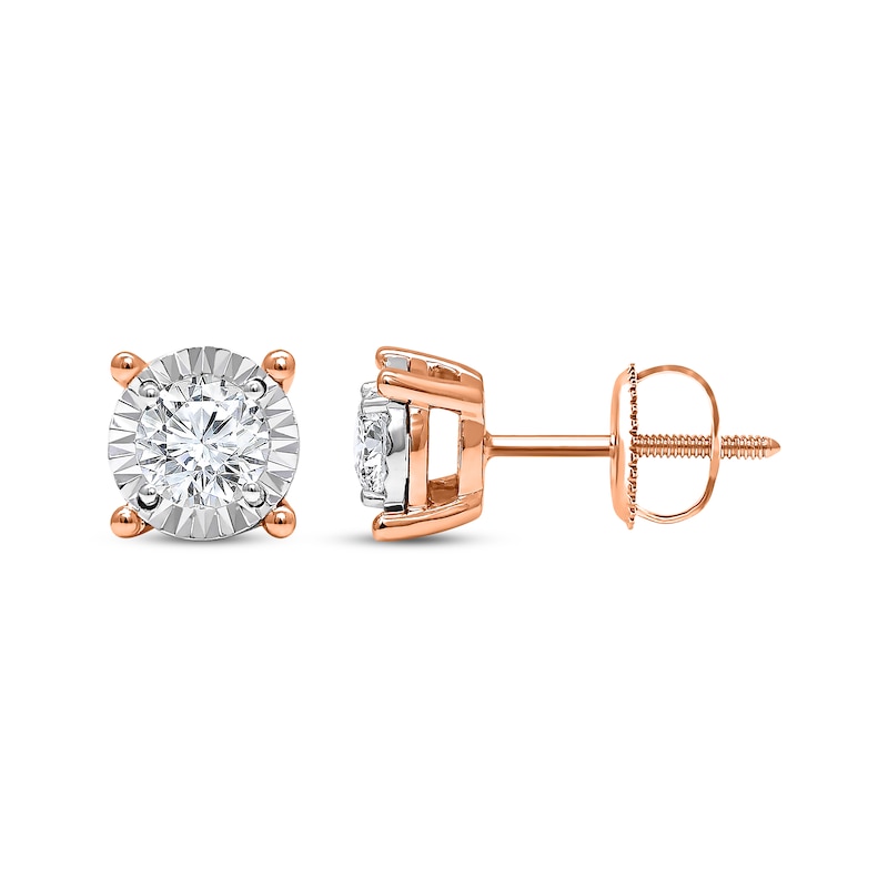 Radiant Reflections Diamond Solitaire Earrings 1 ct tw Rose Gold Plated