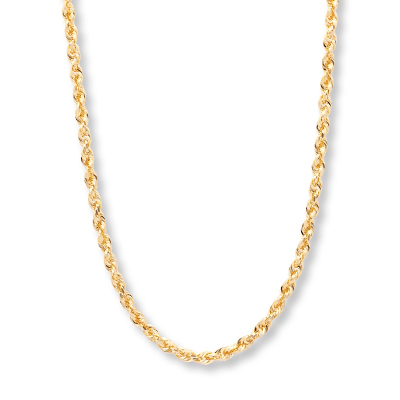 Solid Rope Chain Necklace Yellow Gold Plated 24