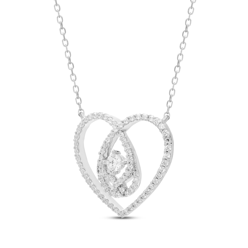 Love Entwined Diamond Looping Heart Necklace 1/3 ct tw White Gold Plated 18