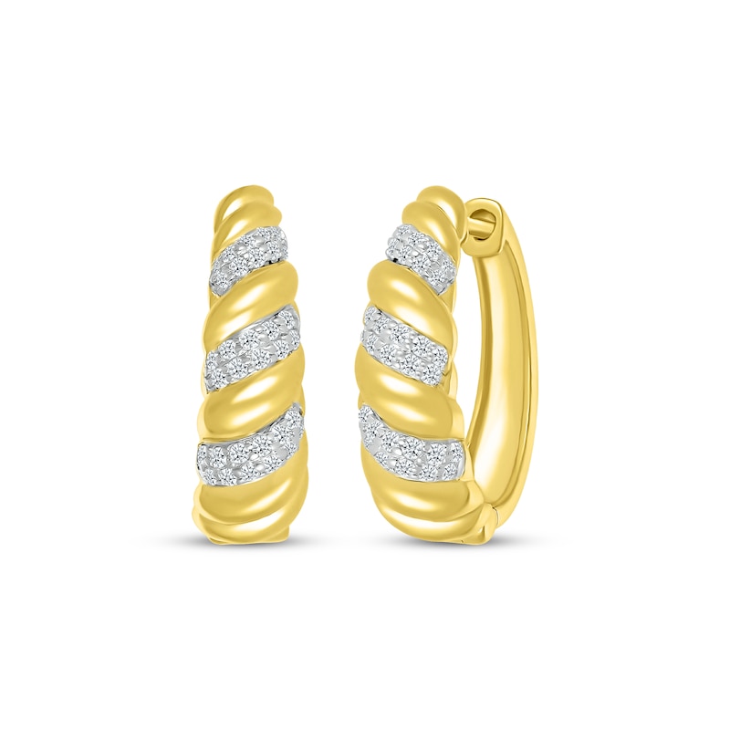 Round-Cut Diamond Spiral Hoop Earrings 3/8 ct tw Yellow Gold Plated