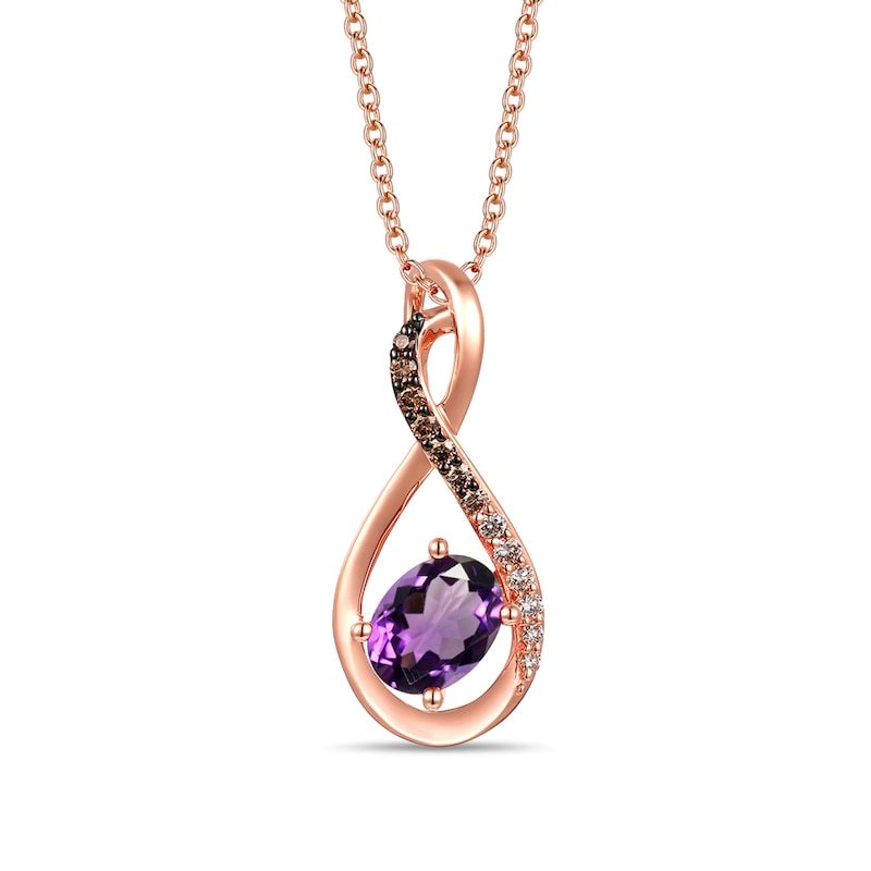 Le Vian Diamond & Amethyst Necklace 1/6 ct tw Strawberry Gold Plated 18