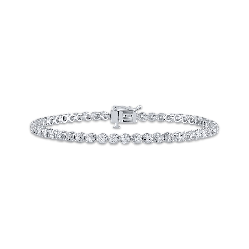 Diamond Tennis Bracelet 2 ct tw Round-Cut White Gold Plated 7
