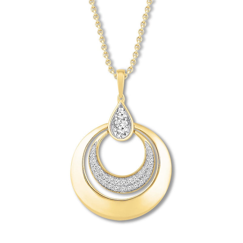 Diamond Circle Necklace 1/3 ct tw Round-cut Yellow Gold Plated 18