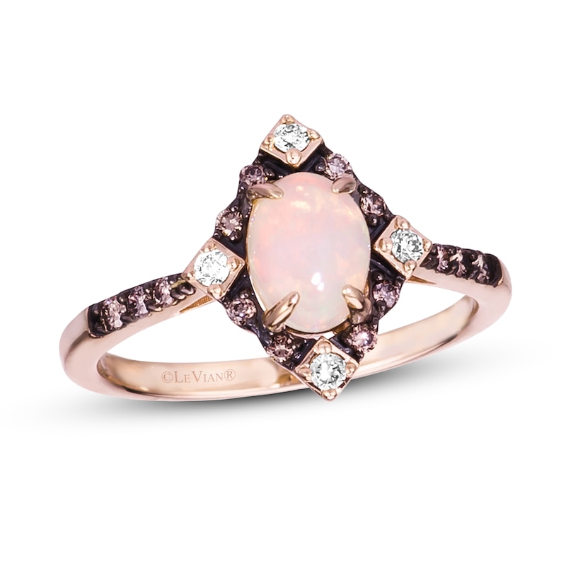 Le Vian Opal Ring 1/5 ct tw Diamonds Strawberry Gold Plated