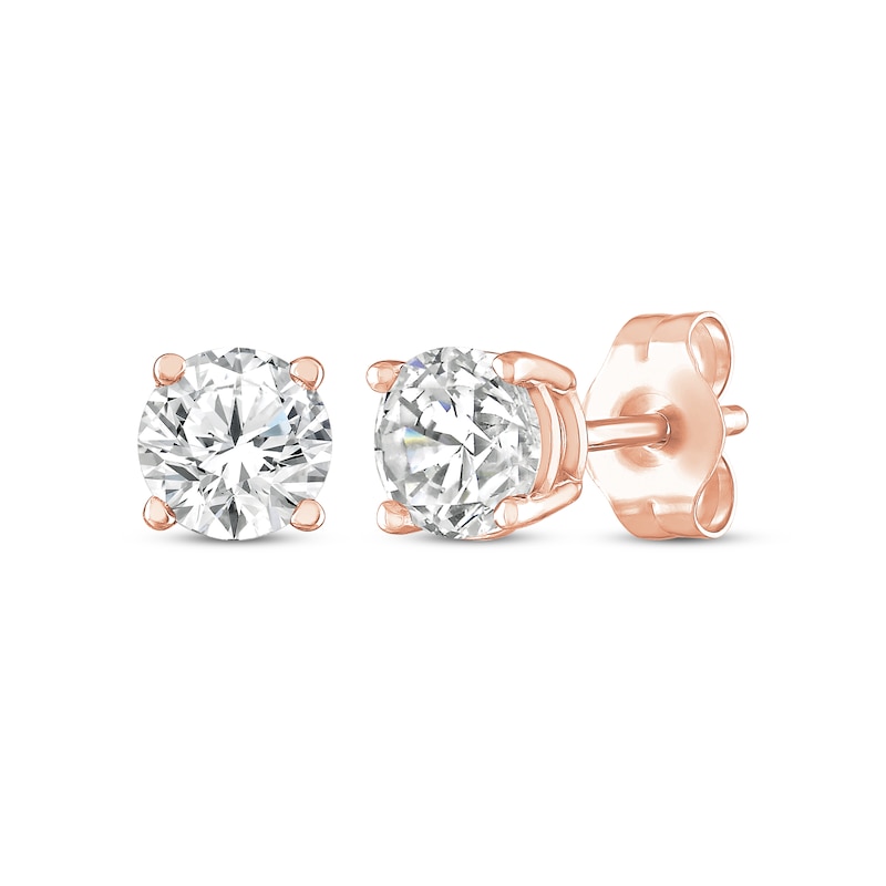 Round-Cut Diamond Solitaire Stud Earrings 3/4 ct tw Rose Gold Plated