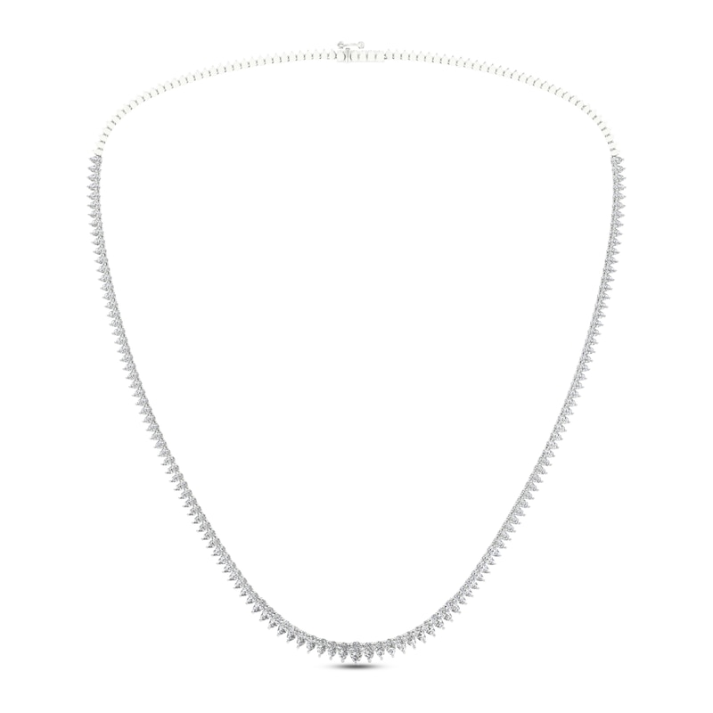 Diamond Riviera Necklace 7 ct tw Pear-Shaped White Gold Plated 18