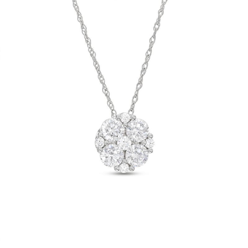 THE LEO Diamond Flower Necklace 5/8 ct tw White Gold Plated 19”