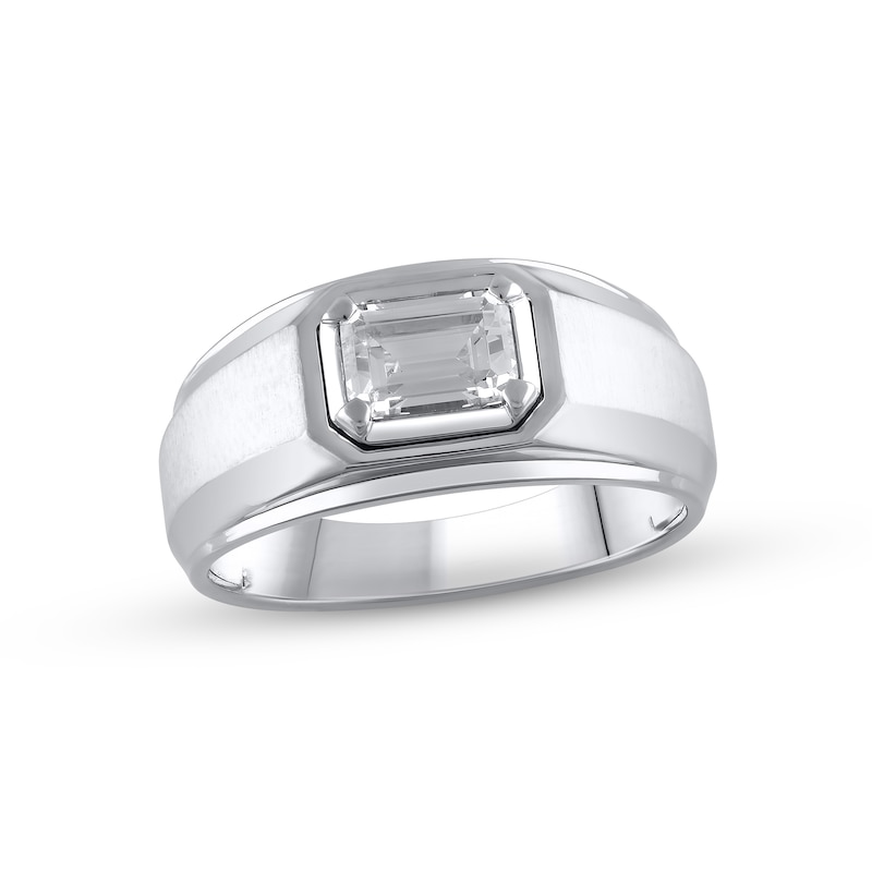 Men's Lab-Created Diamonds by Emerald-Cut Wedding Band 1 ct tw White Gold Plated