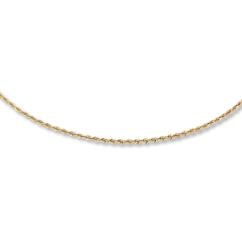 Solid Rope Chain Necklace Yellow Gold Plated 24