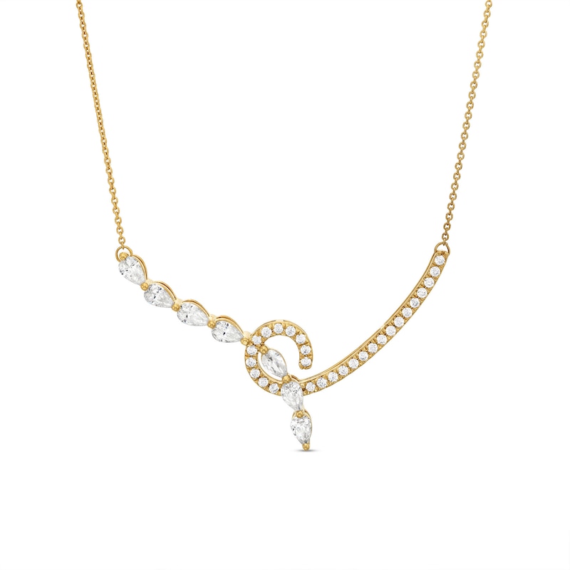 Diamond Swirl Necklace 1 ct tw Pear & Round-cut Yellow Gold Plated 18