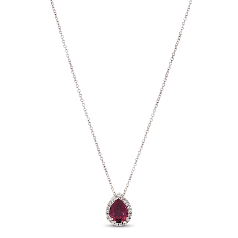 Le Vian Rhodolite & Diamond Necklace 1/8 ct tw Vanilla Gold Plated 18