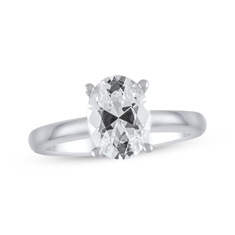 Lab-Created Diamonds by Oval-Cut Solitaire Engagement Ring 2 ct tw White Gold Plated