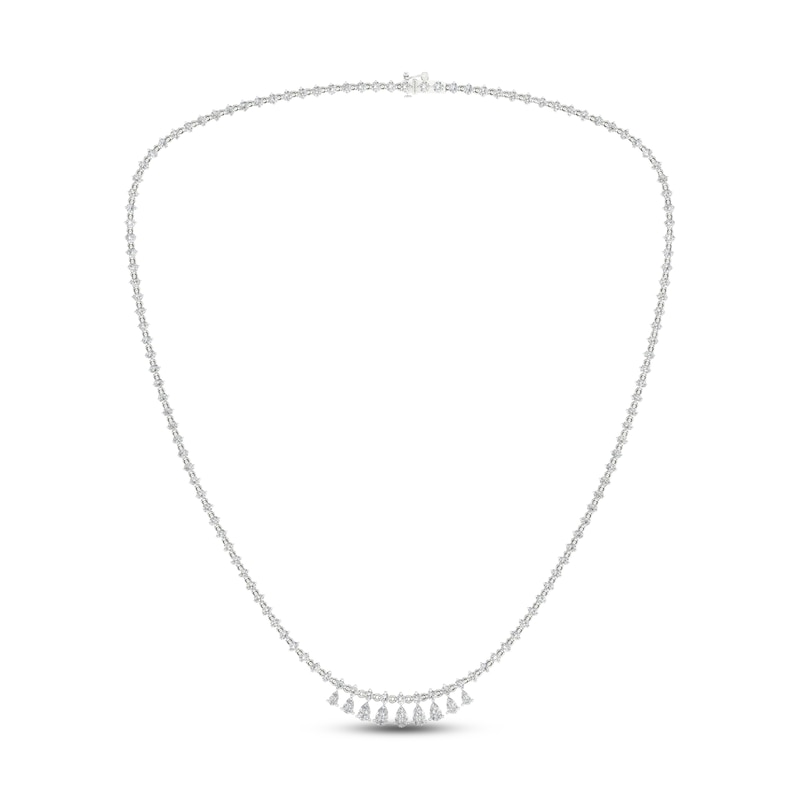 Diamond Riviera Necklace 10 ct tw Pear & Round-cut White Gold Plated 18