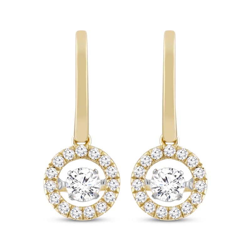 Unstoppable Love Diamond Hoop Drop Earrings 1 ct tw Yellow Gold Plated