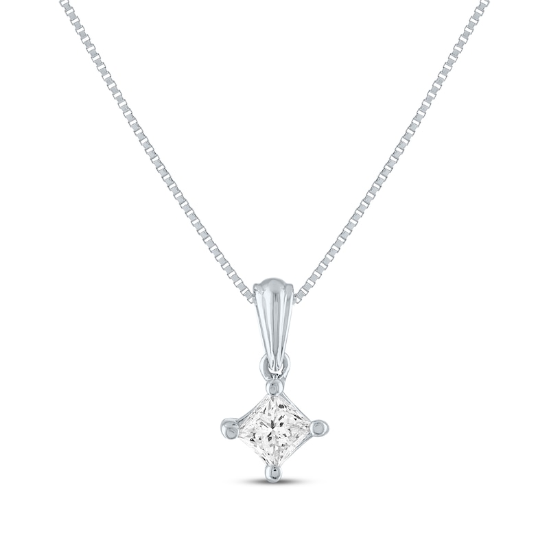 Princess-Cut Diamond Solitaire Necklace 1/3 ct tw White Gold Plated 18