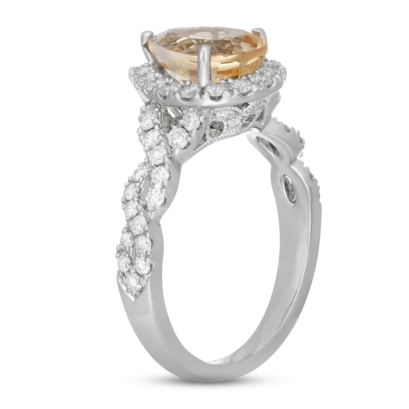Neil Lane Citrine & Diamond Engagement Ring 3/4 ct tw Round-cut White Gold Plated